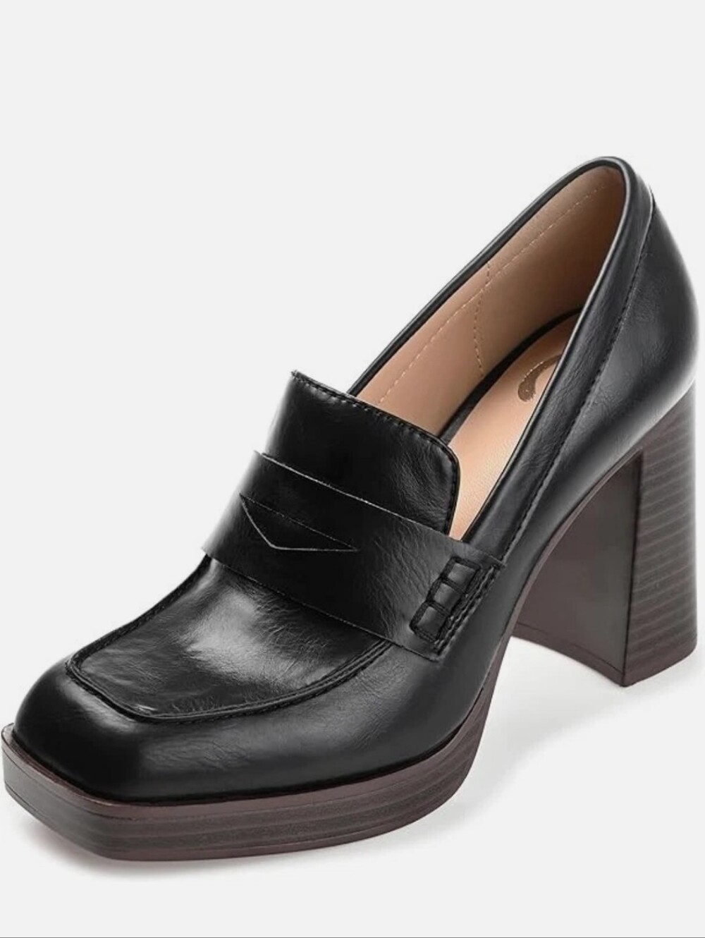 New w/Box Journee Collection Ezzey Block Heel Slip-On Platform Dress Loafers 9.5